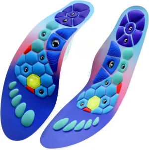 Acupressure Insoles for Men and Women - Orthopedic Acupoint Massage Insoles with Magnetic Technology, Shock Absorption, Non-Slip, Feet and Arch Support (Pink-Bule, M(Men 7.5-9/Women 8.5-10))