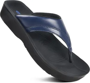 AEROTHOTIC Arch Support Flip Flops for Women Comfortable Stylish Straps with Non Slip Footbed Fashion Dressy Sandals Outdoor Travel Vacation Essentials