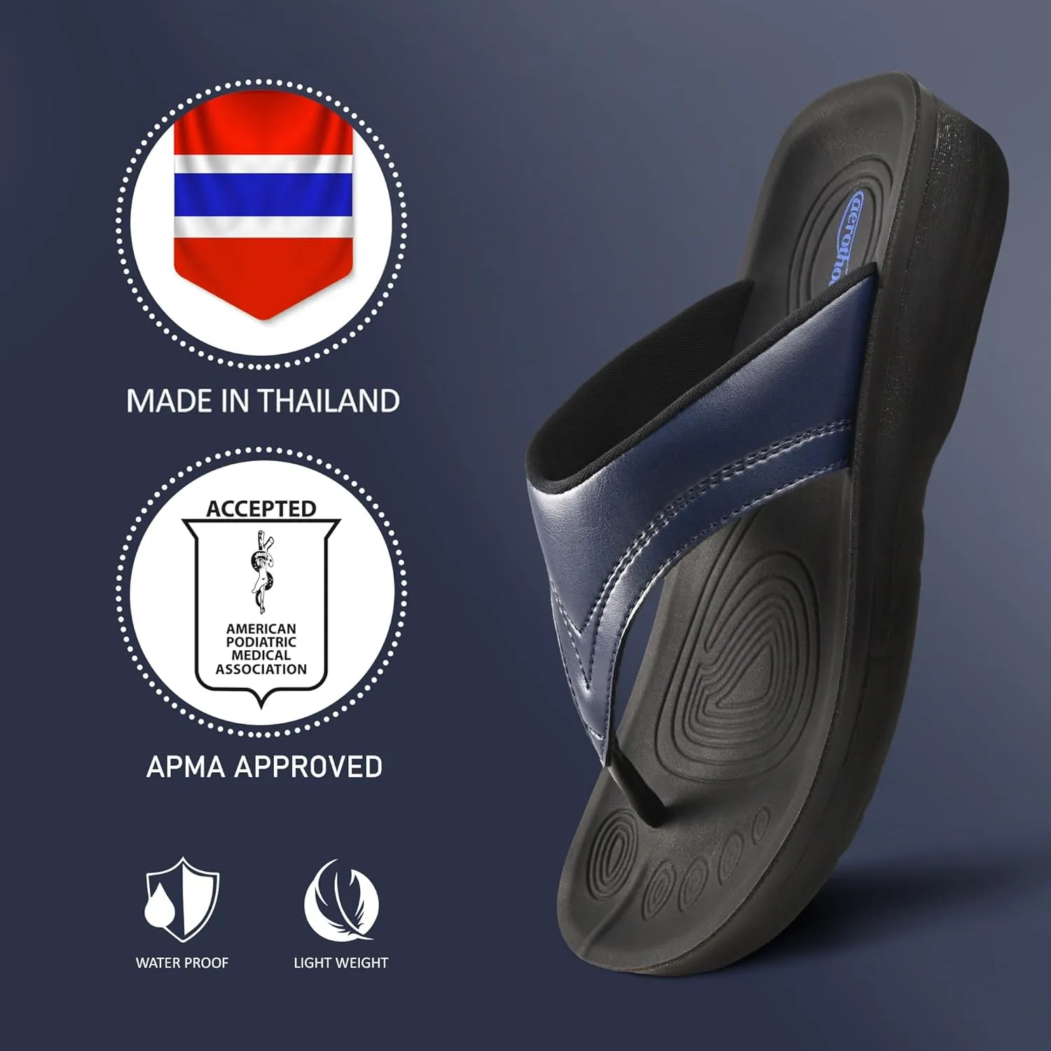 AEROTHOTIC Arch Support Flip Flops for Women Comfortable Stylish Straps with Non Slip Footbed Fashion Dressy Sandals Outdoor Travel Vacation Essentials