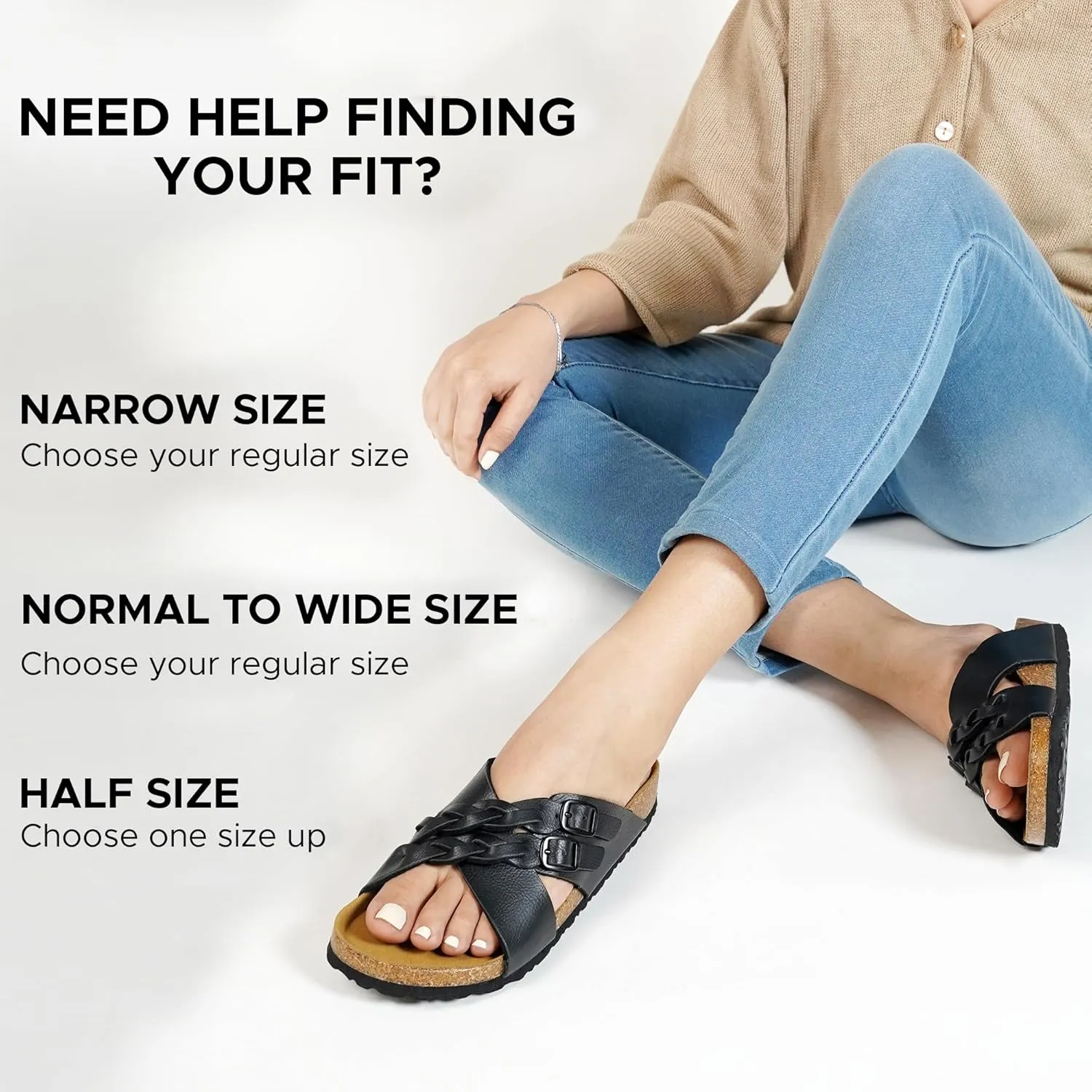 AEROTHOTIC Cork Recovery Slides for Women with Plantar Fasciitis Relief Comfortable Suede Footbed with Adjustable Buckle Cross Strappy Slip on Casual Travel Walking Beach Ladies Sandals