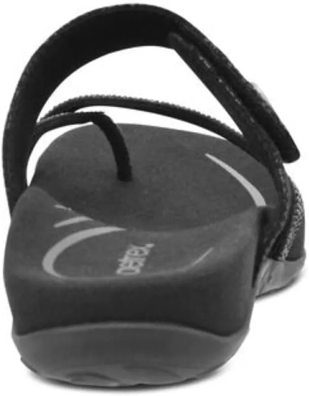 Aetrex Izzy Memory Foam Footbed Faux Leather Adjustable Orthopedic Slide Sandals for Women - Pressure Relief Pain Arch Support Sandals Women's