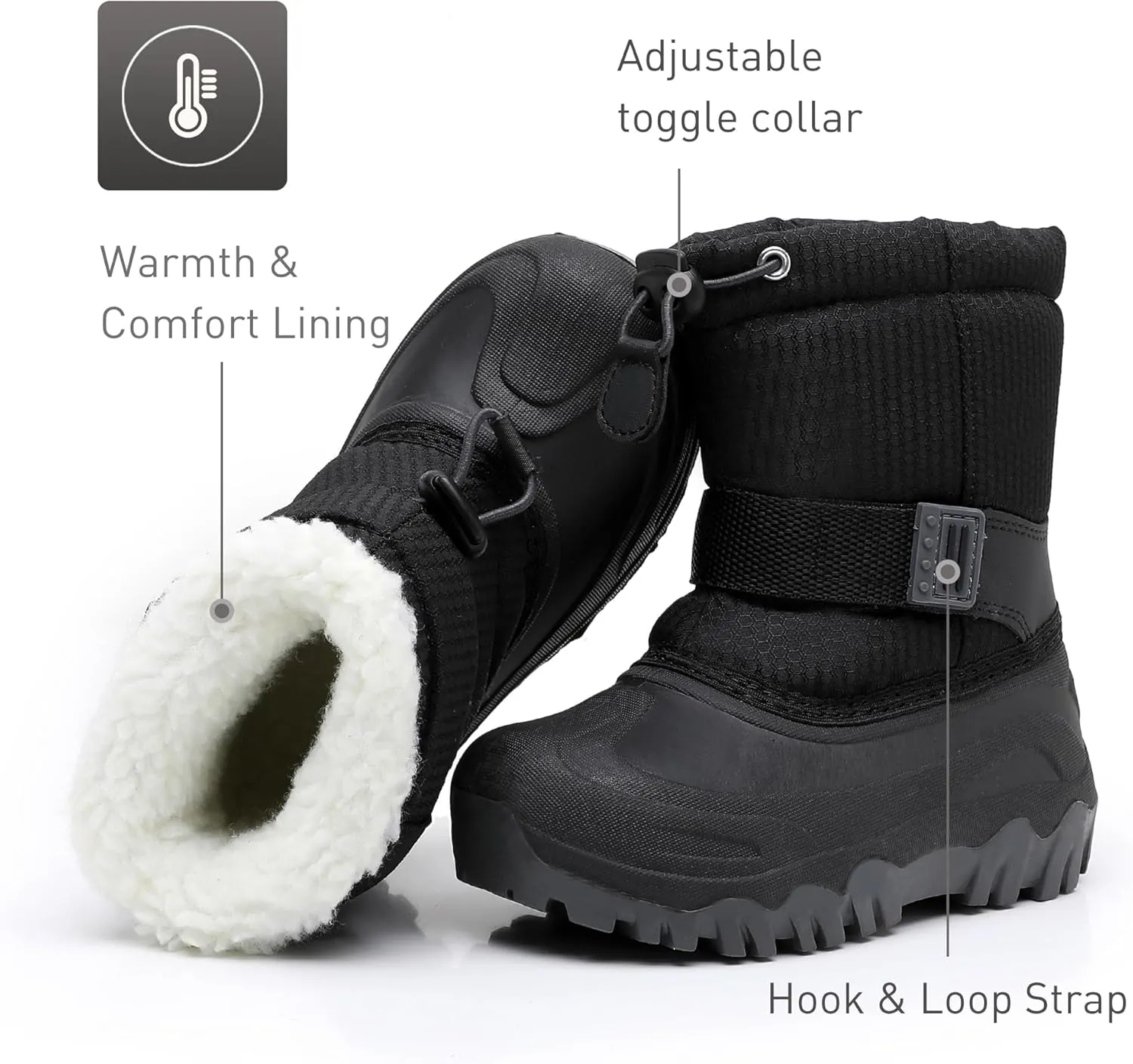 Ahannie Kids Boys Girls Winter Snow Boots Waterproof Anti-Slip Warm Outdoor Shoes (Toddler/Little Kid)
