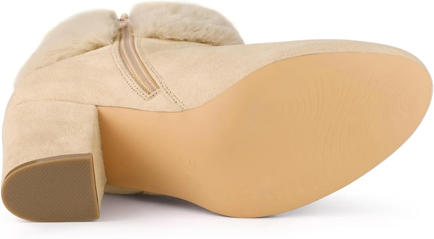 Allegra K Women's Christmas Faux Fur Chunky Heel Ankle Boots