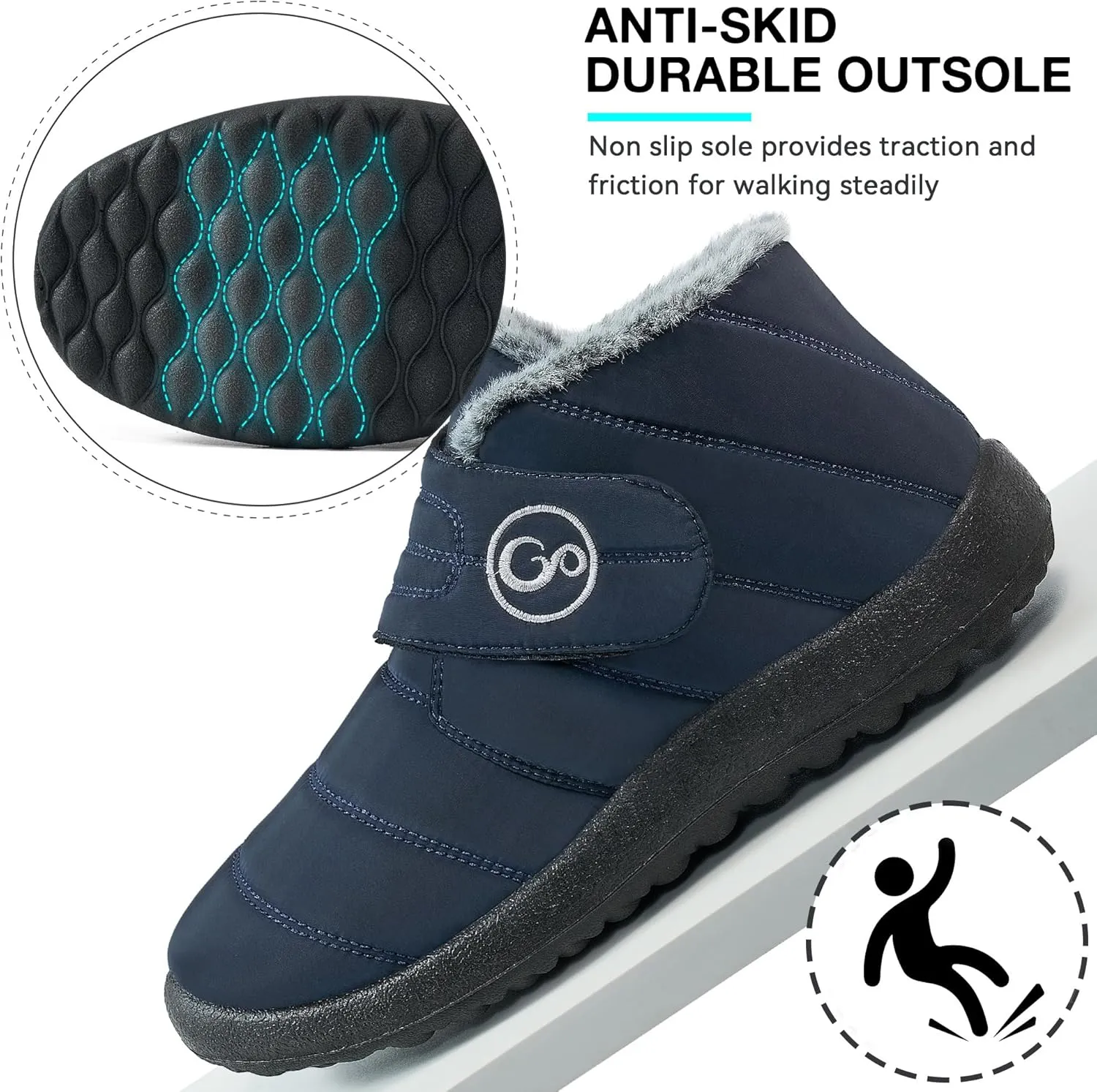 Almusen Womens Winter Snow Boots: Comfortable Warm Fur Lined Women Ankle Booties Waterproof Non Slip Hook Loop Lightweight Outdoor Short Boots
