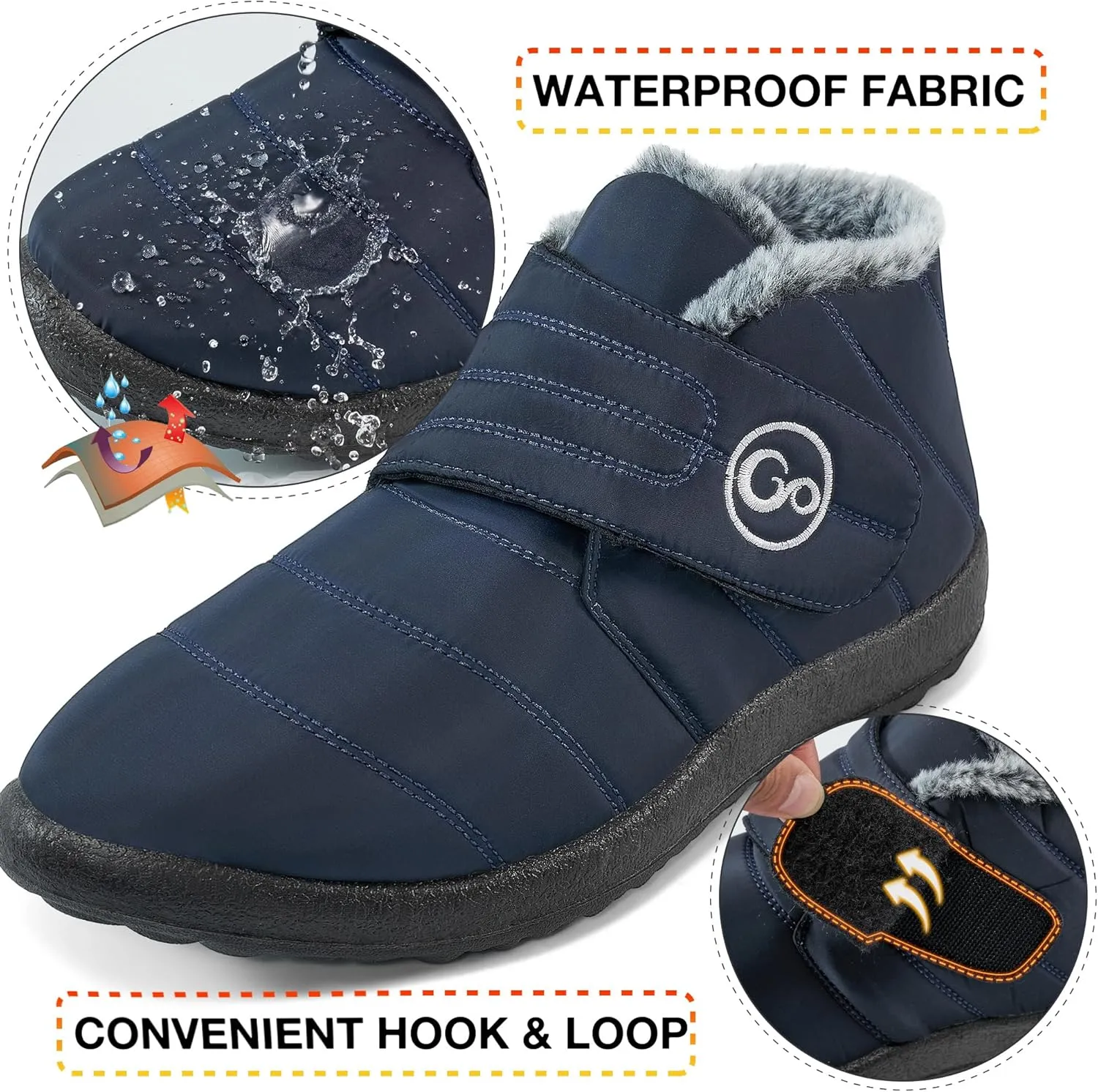 Almusen Womens Winter Snow Boots: Comfortable Warm Fur Lined Women Ankle Booties Waterproof Non Slip Hook Loop Lightweight Outdoor Short Boots
