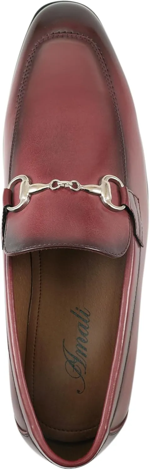 Amali Men’s Slip-On Shoes with Metal Bit Dress Shoes for Men Formal Loafers for Men Smoking Tuxedo Shoes