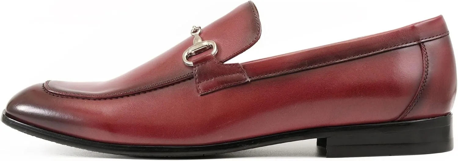 Amali Men’s Slip-On Shoes with Metal Bit Dress Shoes for Men Formal Loafers for Men Smoking Tuxedo Shoes