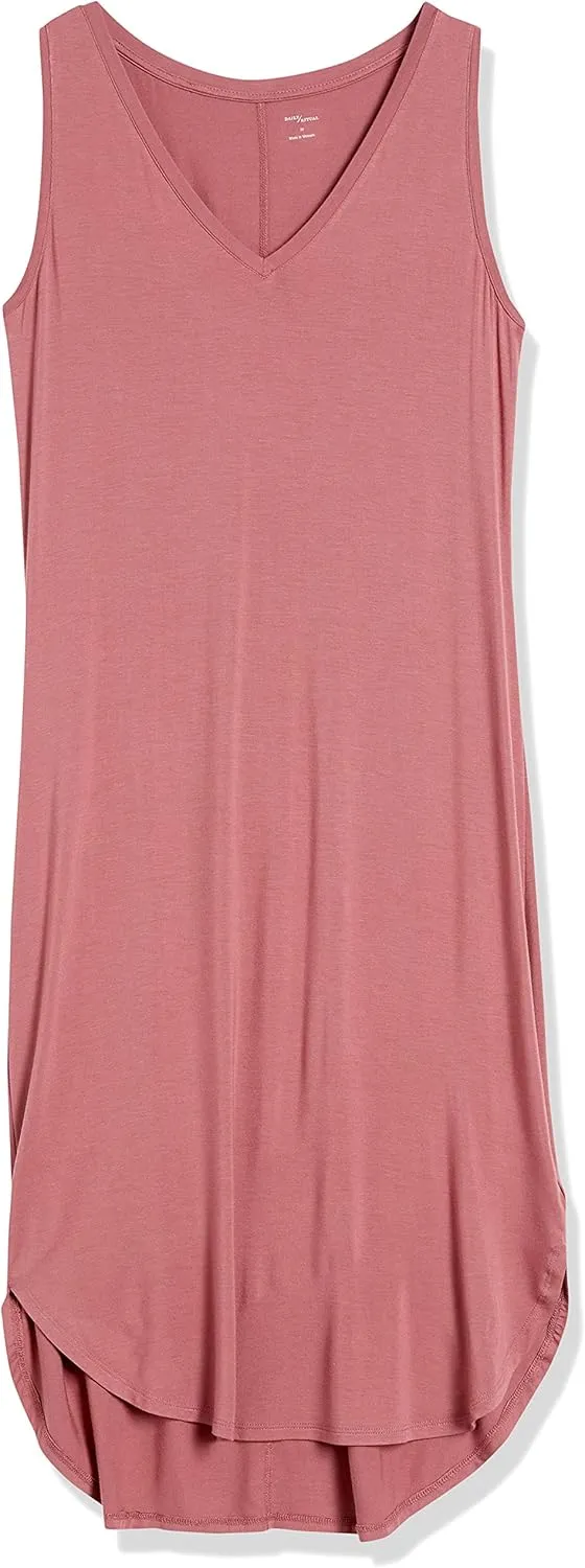 Amazon Essentials Women's Jersey Regular-Fit Sleeveless v-Neck Midi Dress (Previously Daily Ritual)
