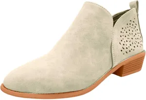 AMDBEL Fall Boots for Women 2024 Ankle Booties Low Heel Short Boots Chelsea Boots Hollow Out Pointd Toe Fall Winter Shoes