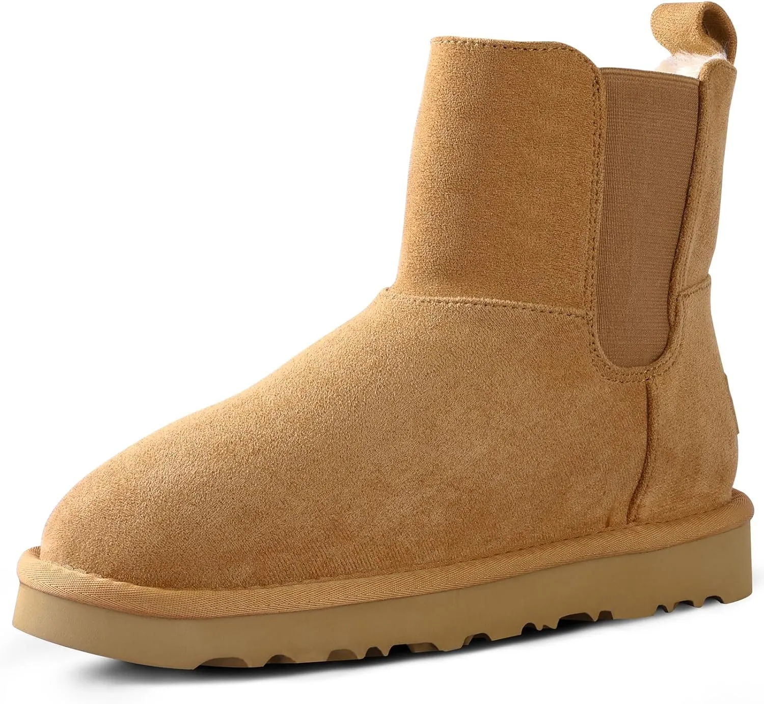 Ankis Women's Velvet Snow Boots, Waterproof Winter Chelsea Boots, Thickened and Fur Lined, Black, Chestnut Brown