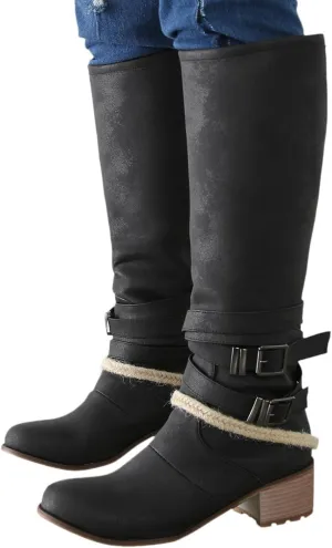 Ankle Boots for Women Western Cowgirl Cowboy Boots Wide Calf Round Toe Vintage Embroidered Pull On Booties Shoes