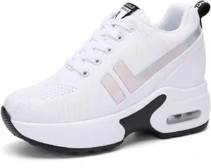 AONEGOLD Women's Wedge Sneakers Inner Heightening Walking Shoes Fashion Breathable Lightweight Air Cushion Casual Sneakers