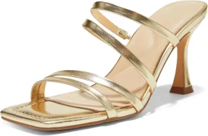 Arromic Women's Heels Square Open Toe Slip on Heeled Sandals Slides for Dress Work Party Casual Wedding