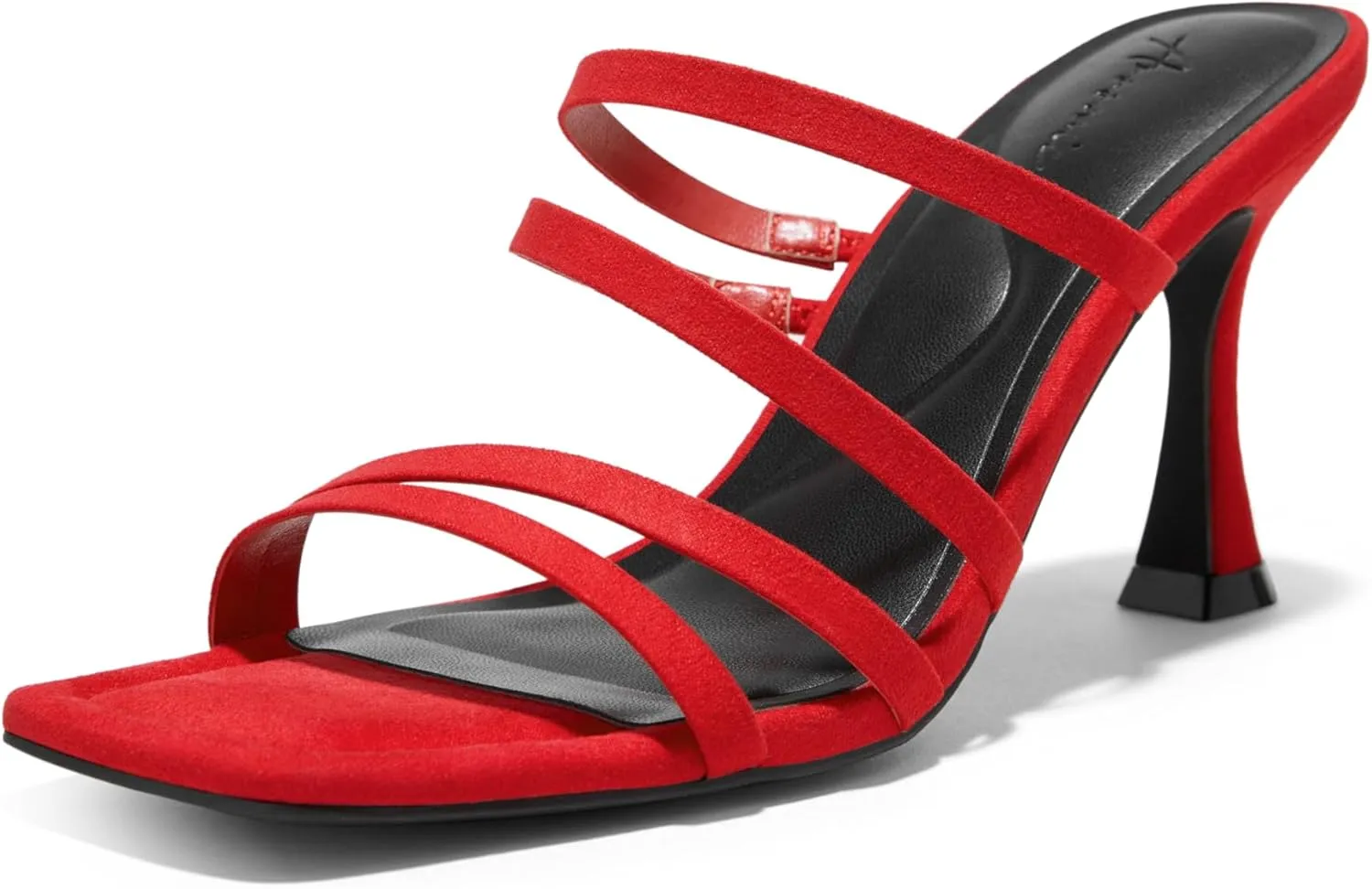 Arromic Women's Heels Square Open Toe Slip on Heeled Sandals Slides for Dress Work Party Casual Wedding