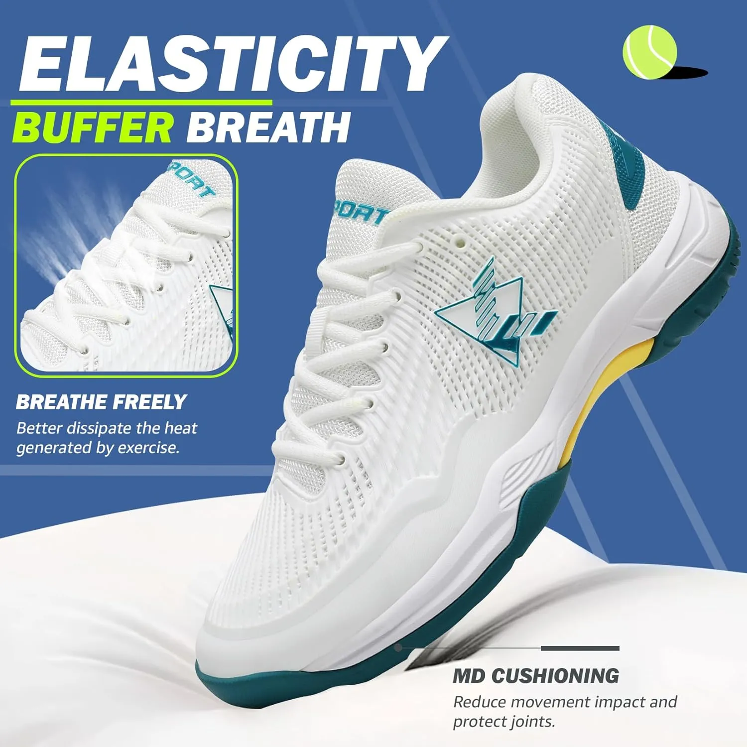 ASHION Pickleball Shoes for Men Tennis Shoes Sneakers for All Court Racquetball Athletic Shoes for Racquet Sport | Arch Support