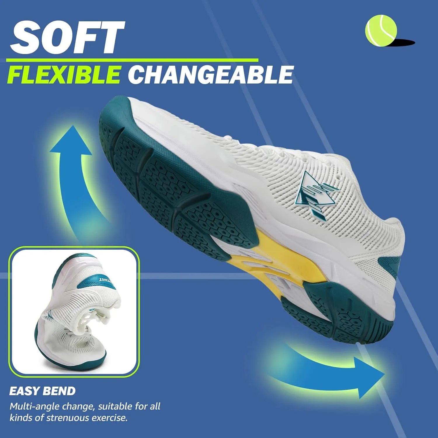 ASHION Pickleball Shoes for Men Tennis Shoes Sneakers for All Court Racquetball Athletic Shoes for Racquet Sport | Arch Support