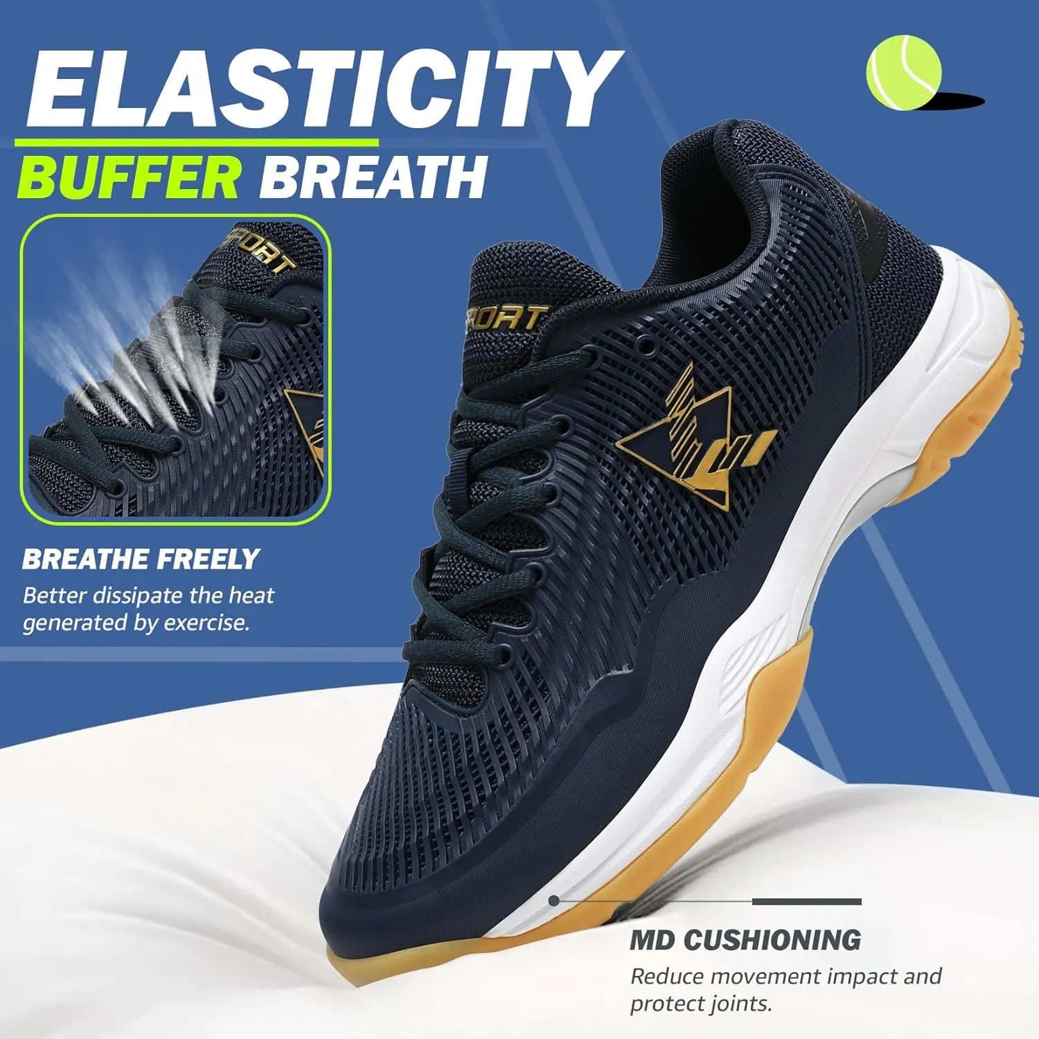 ASHION Pickleball Shoes for Men Tennis Shoes Sneakers for All Court Racquetball Athletic Shoes for Racquet Sport | Arch Support