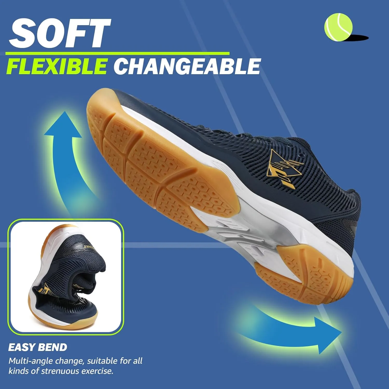 ASHION Pickleball Shoes for Men Tennis Shoes Sneakers for All Court Racquetball Athletic Shoes for Racquet Sport | Arch Support