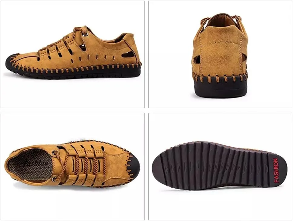 Asifn Men's Sport Sandals Outdoor Leather Fisherman Breathable Summer Casual Shoes Walking Beach Travel