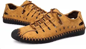 Asifn Men's Sport Sandals Outdoor Leather Fisherman Breathable Summer Casual Shoes Walking Beach Travel