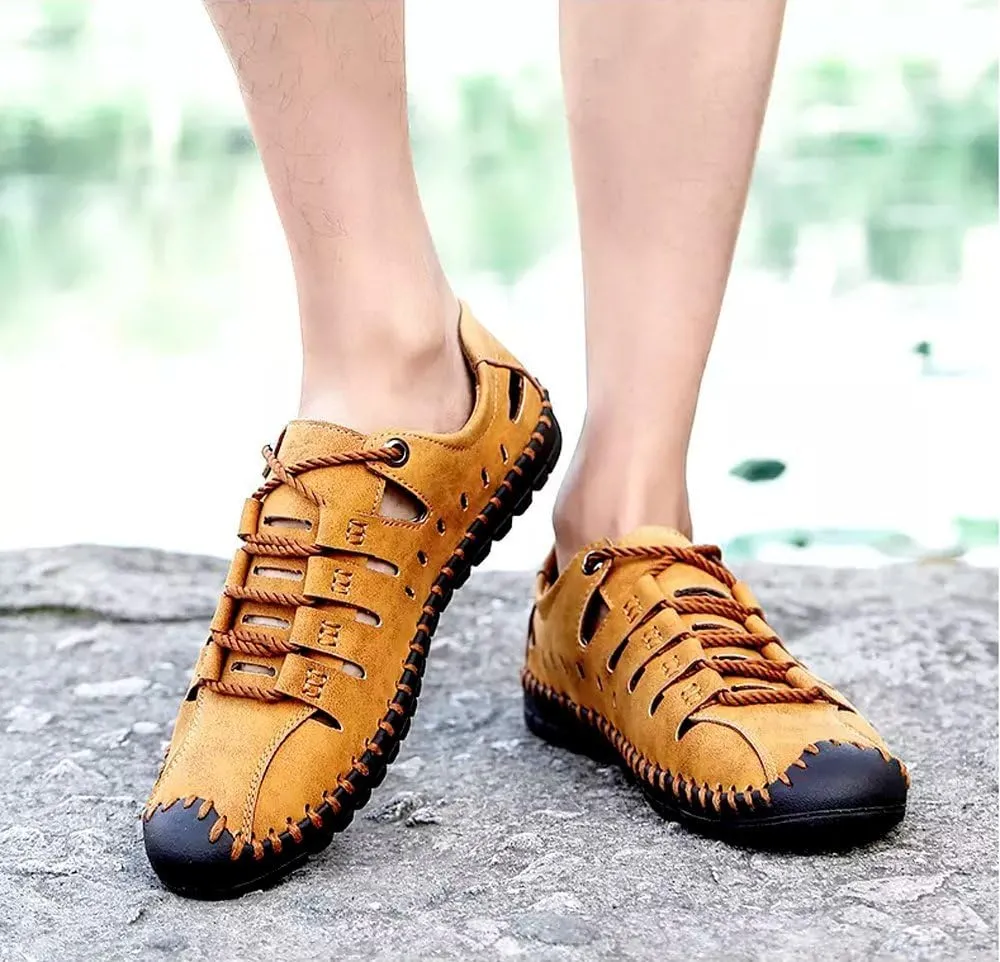 Asifn Men's Sport Sandals Outdoor Leather Fisherman Breathable Summer Casual Shoes Walking Beach Travel