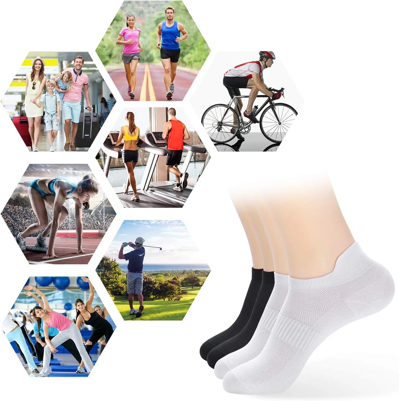 ATBITER Ankle Socks Womens and Men Thin Athletic Running Low Cut No Show Socks With Heel Tab 6/10-Pairs
