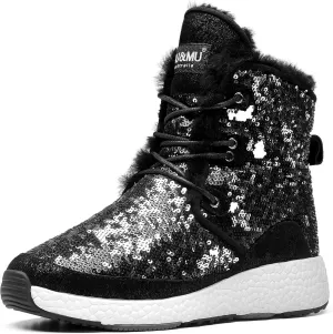 AU&MU Aumu Sheepskin Taurus Metal Buckle Brass Eyelets Suede Upper Laces Winter Snow Boots ……