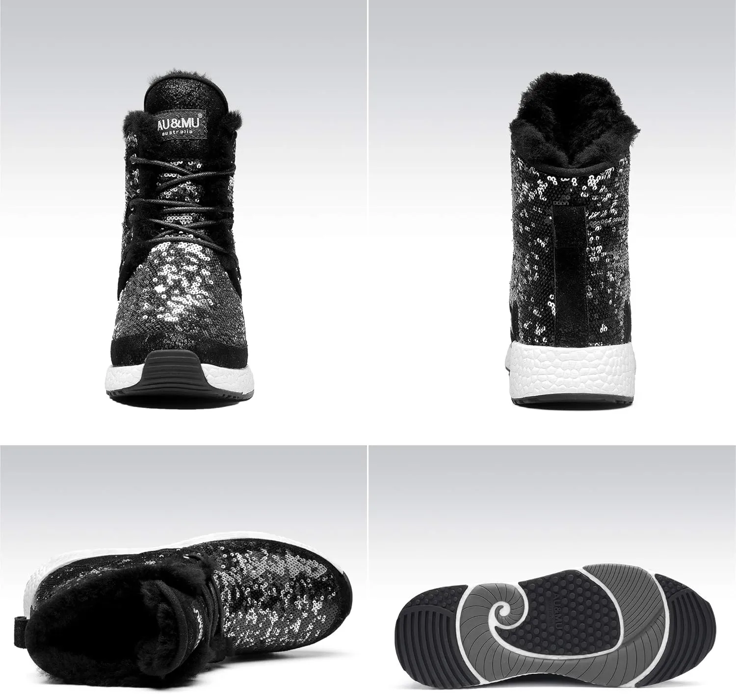 AU&MU Aumu Sheepskin Taurus Metal Buckle Brass Eyelets Suede Upper Laces Winter Snow Boots ……