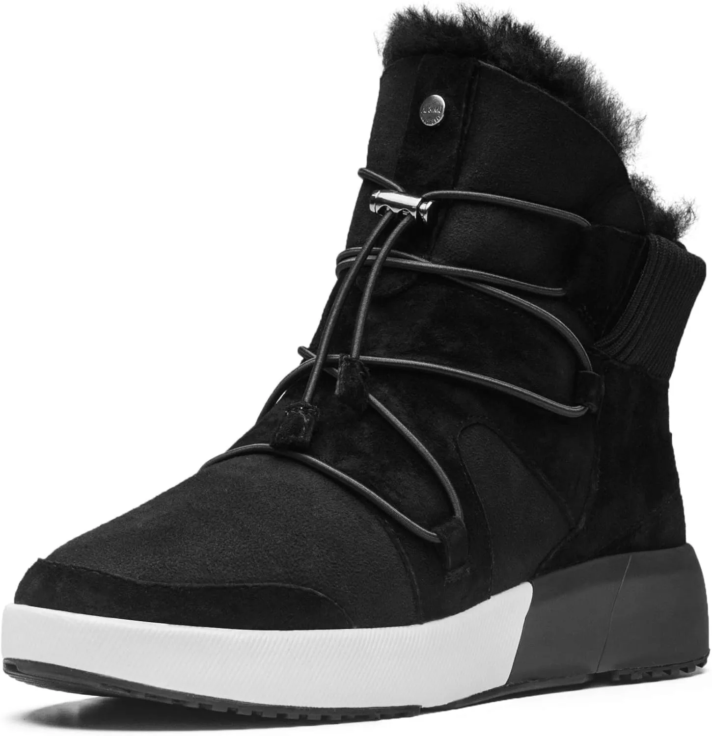 AU&MU Sheepskin Cross Elastic Bnad Metal Short Ankle Fur Wool Lining Winter Snow Boots…
