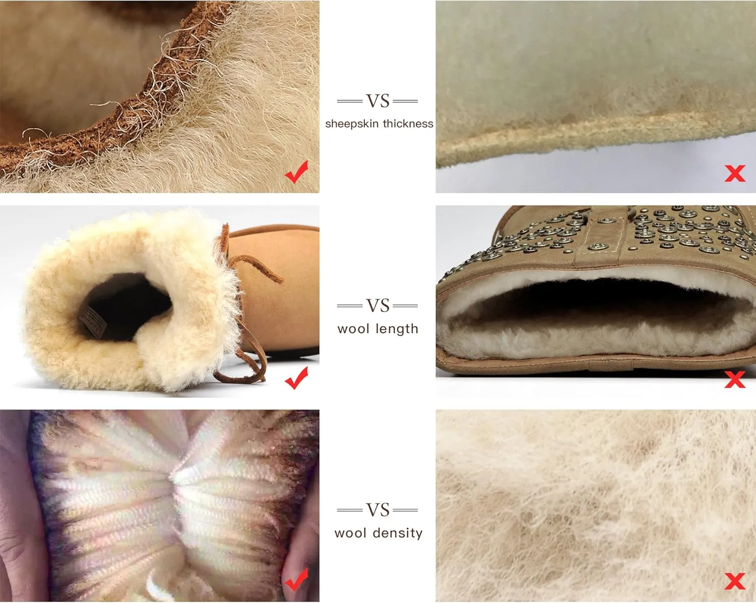 AU&MU Sheepskin Cross Elastic Bnad Metal Short Ankle Fur Wool Lining Winter Snow Boots…
