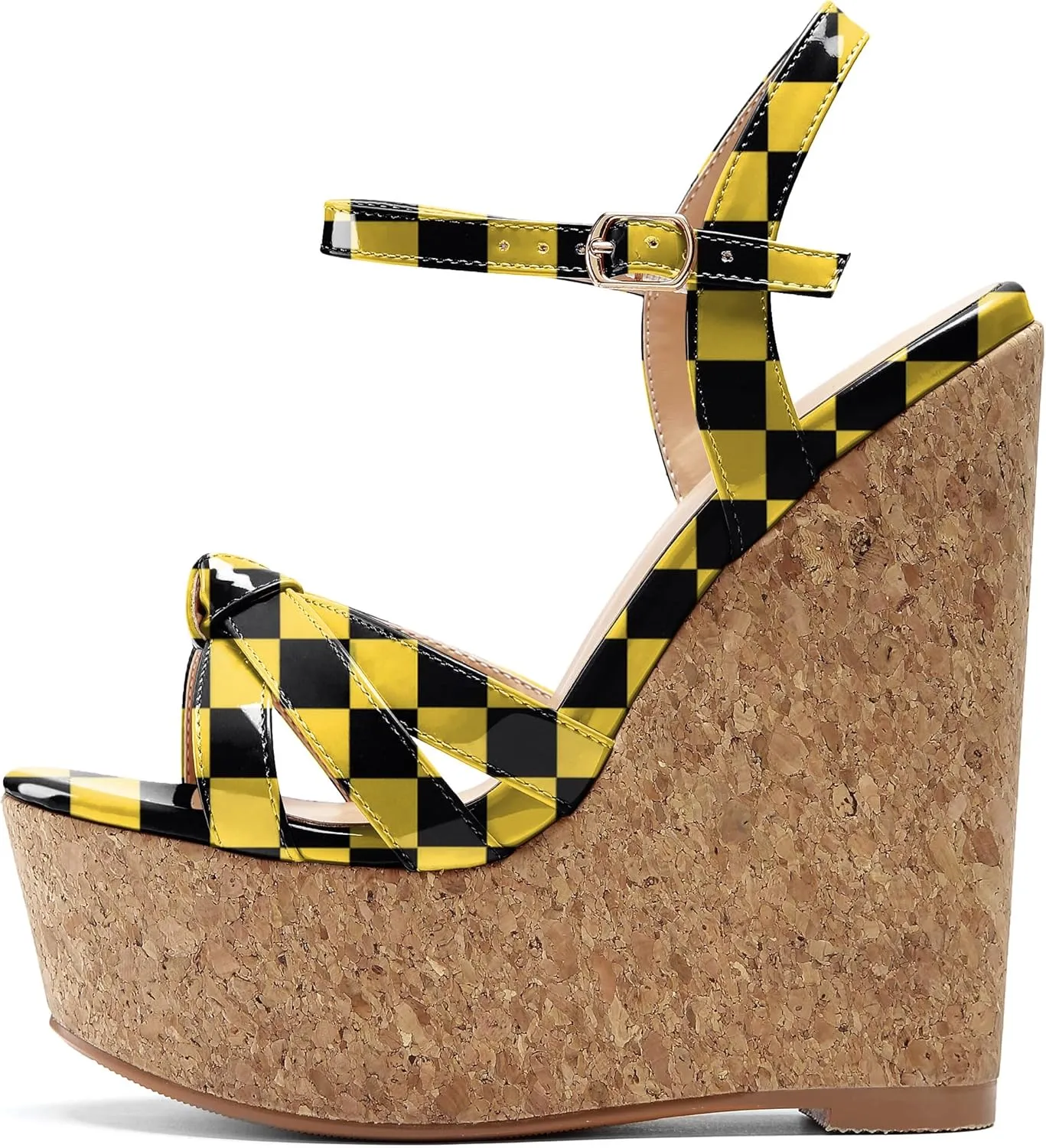 AUMOTED Women Wedge Sandals Platform High Heels Peep Toe 5.9" Ankle Srap Patry Wedding Summer Heeled Sandals