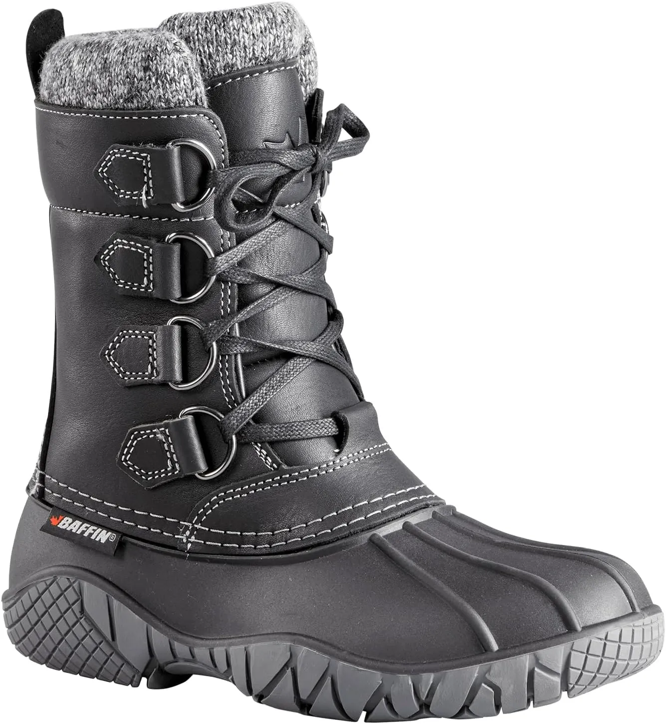 Baffin Women's YELLOWKNIFE CUFF Waterproof Insulated Mid-Height Snow Boots, Full-Grain Leather Upper, Flexible Rubber Base
