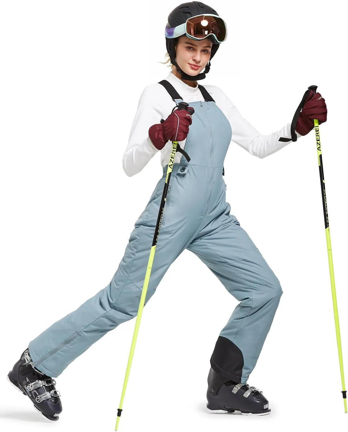 baleaf Women's Insulated Waterproof Ski Bib Overalls Snow Windproof Snowboarding Pant