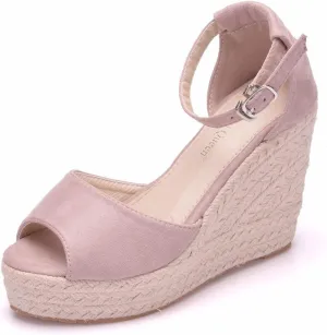 bbruriy Sandals for Women, Platform Ankle Strap Womens Sandals Open Toe Espadrille Wedge Sandals Casual Summer Womens Dress Shoes