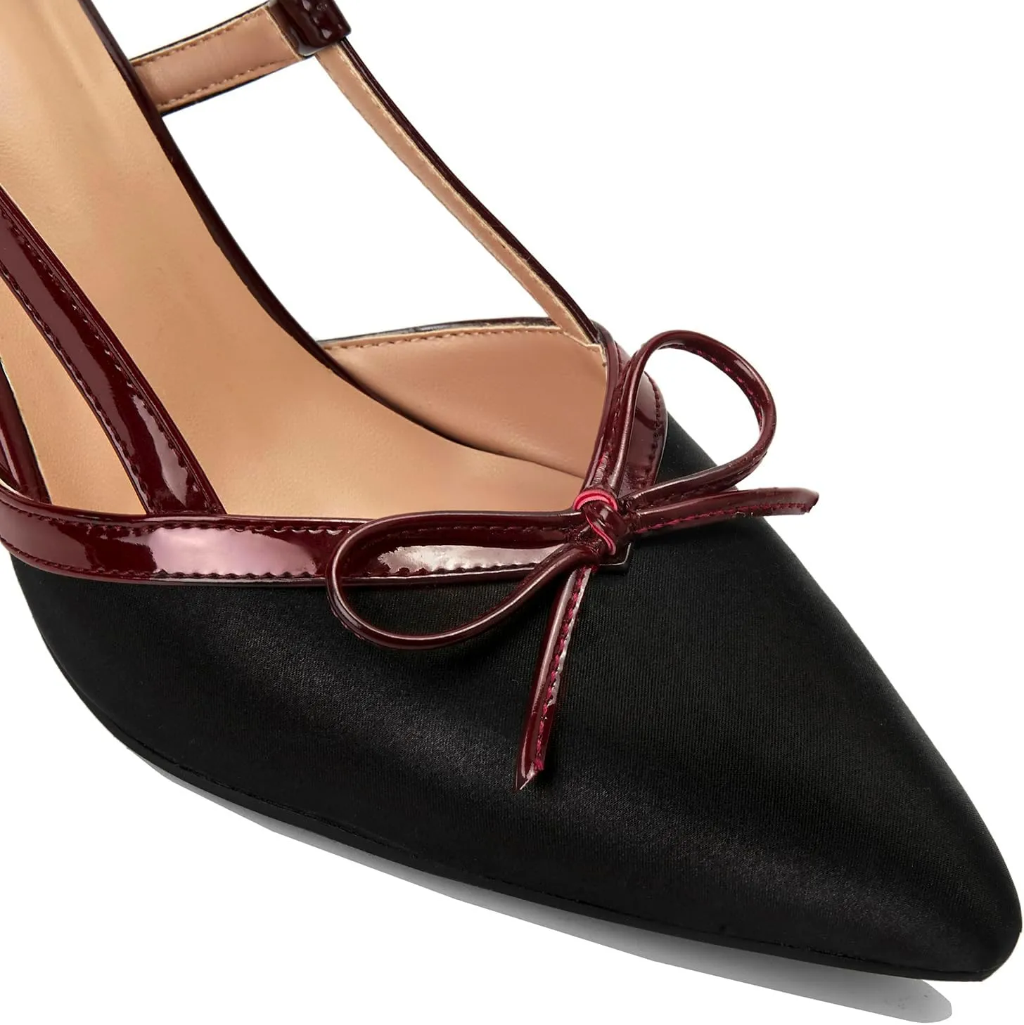 Beauty Cry Slingback Kitten Pumps for Women Bow Pointed Toe Low Heel Work Dress Heeled Sandals