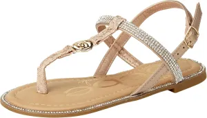 bebe Girls' Sandals – Rhinestone Studded Snake Sandals with Medallion (Little Kid/Big Kid)