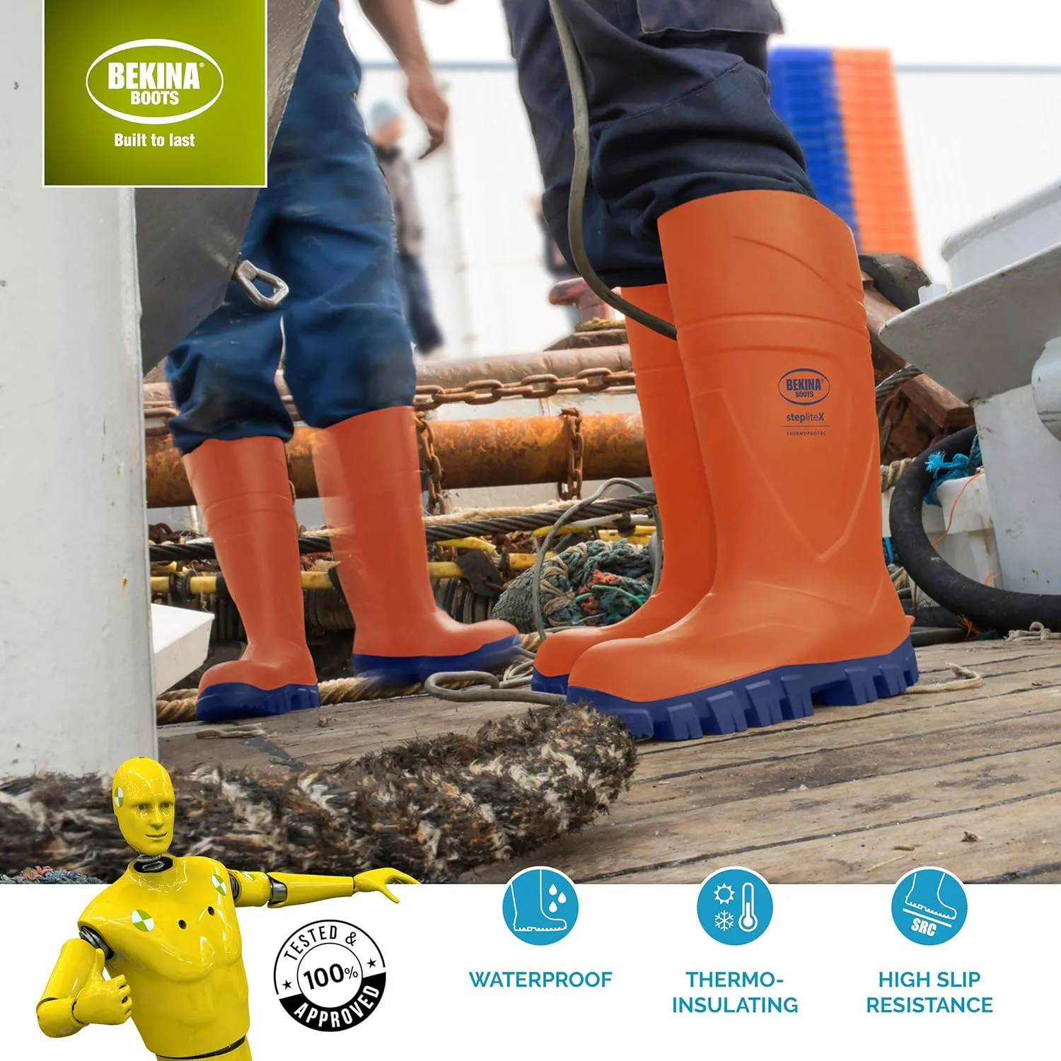 Bekina StepliteX ThermoProtec S5 Insulated Wellington Boots for Men and Women - Lightweight Waterproof Non Slip Composite Toe Work Boots for Men and Women; ASTM Rated