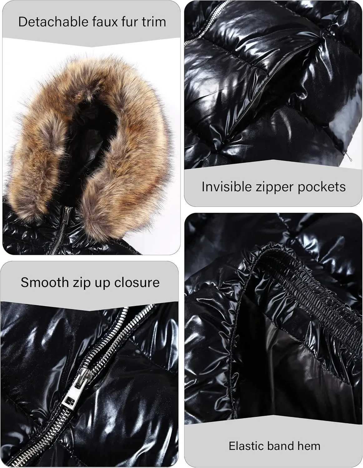 Bellivera Womens Lightweight Puffer Jacket, Winter Coats for Women Warm Quilted Bubble Padded Hood Coat with Faux Fur Collar