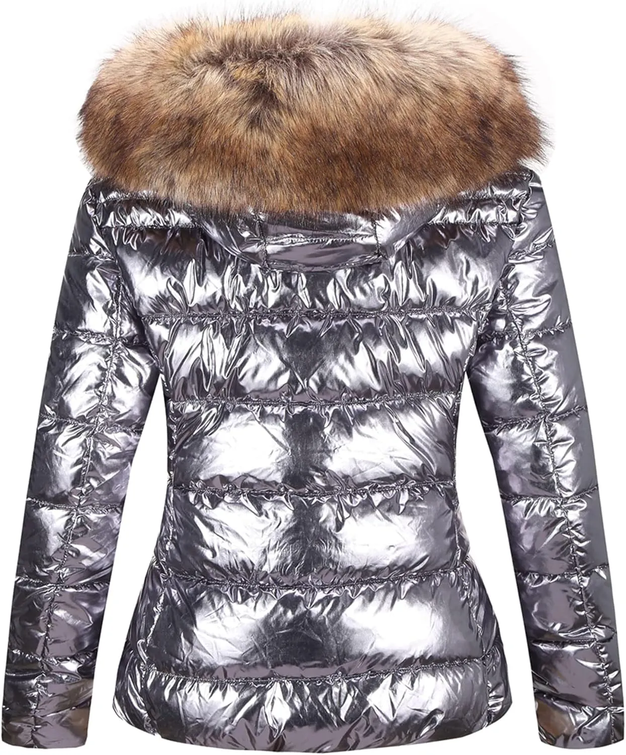 Bellivera Womens Lightweight Puffer Jacket, Winter Coats for Women Warm Quilted Bubble Padded Hood Coat with Faux Fur Collar