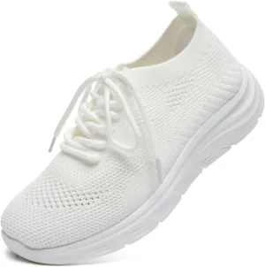 Bernal Women's Walking Shoes Casual Lace Up Lightweight Work Shoes Fashion Breathable Rhinestone Sparkle Sneakers Workout Gym Shoes