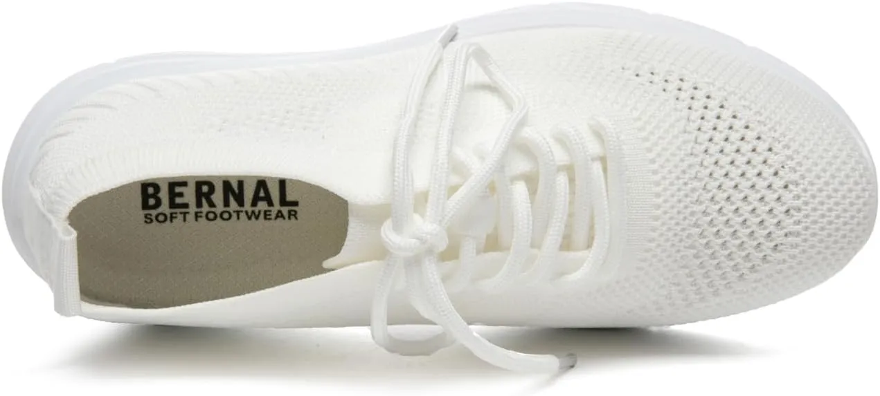 Bernal Women's Walking Shoes Casual Lace Up Lightweight Work Shoes Fashion Breathable Rhinestone Sparkle Sneakers Workout Gym Shoes
