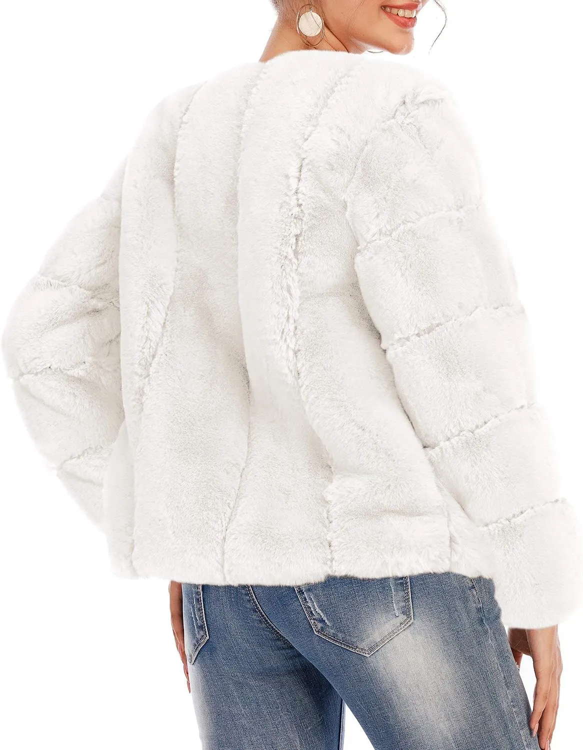 BerryGo Women's Long Sleeve Open Front Fuzzy Faux Fur Coat