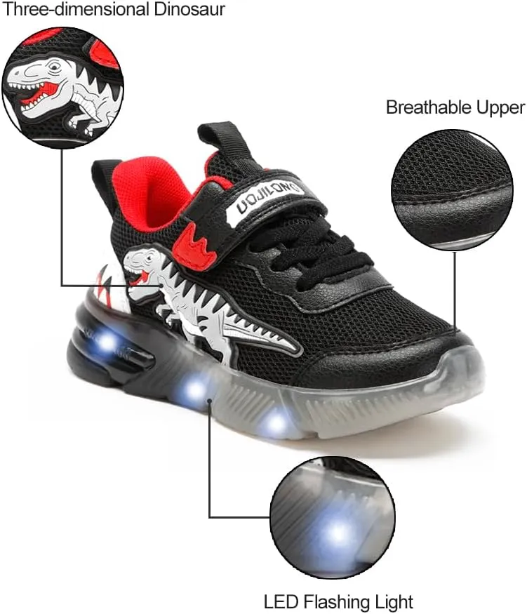 Boys Girls Dinosaur Fashion Light Up Shoes Toddler and Little Kids Sneakers