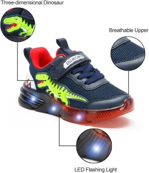 Boys Girls Dinosaur Fashion Light Up Shoes Toddler and Little Kids Sneakers