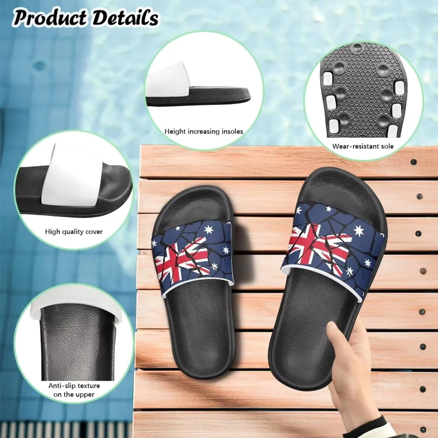 Boys Girls Slides Flag Themed Non-slip Kids Slide Sandals for Beach