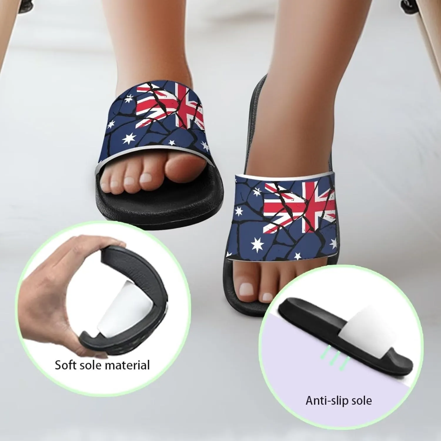 Boys Girls Slides Flag Themed Non-slip Kids Slide Sandals for Beach