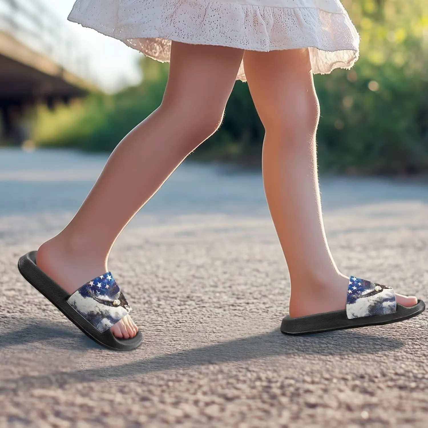 Boys Girls Slides Flag Themed Non-slip Kids Slide Sandals for Beach