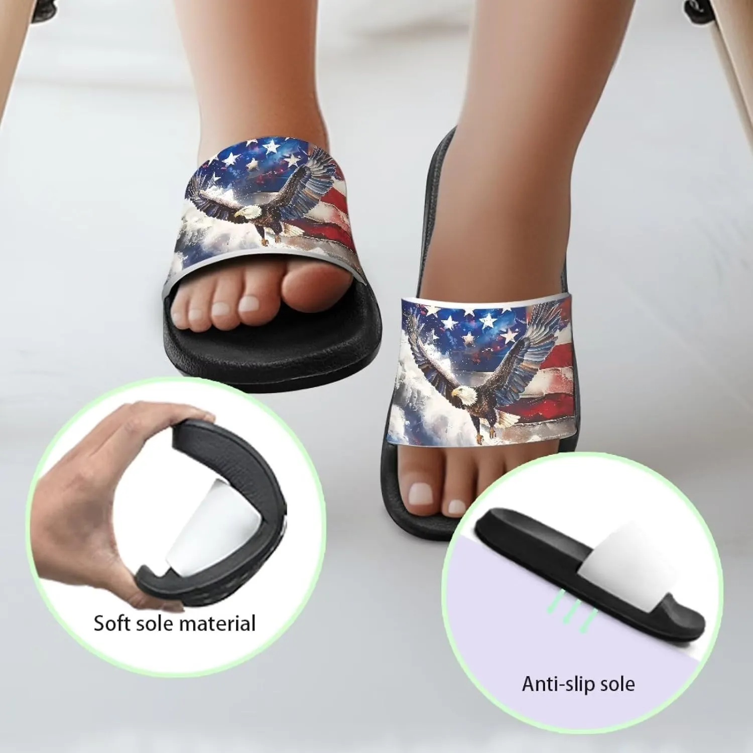 Boys Girls Slides Flag Themed Non-slip Kids Slide Sandals for Beach