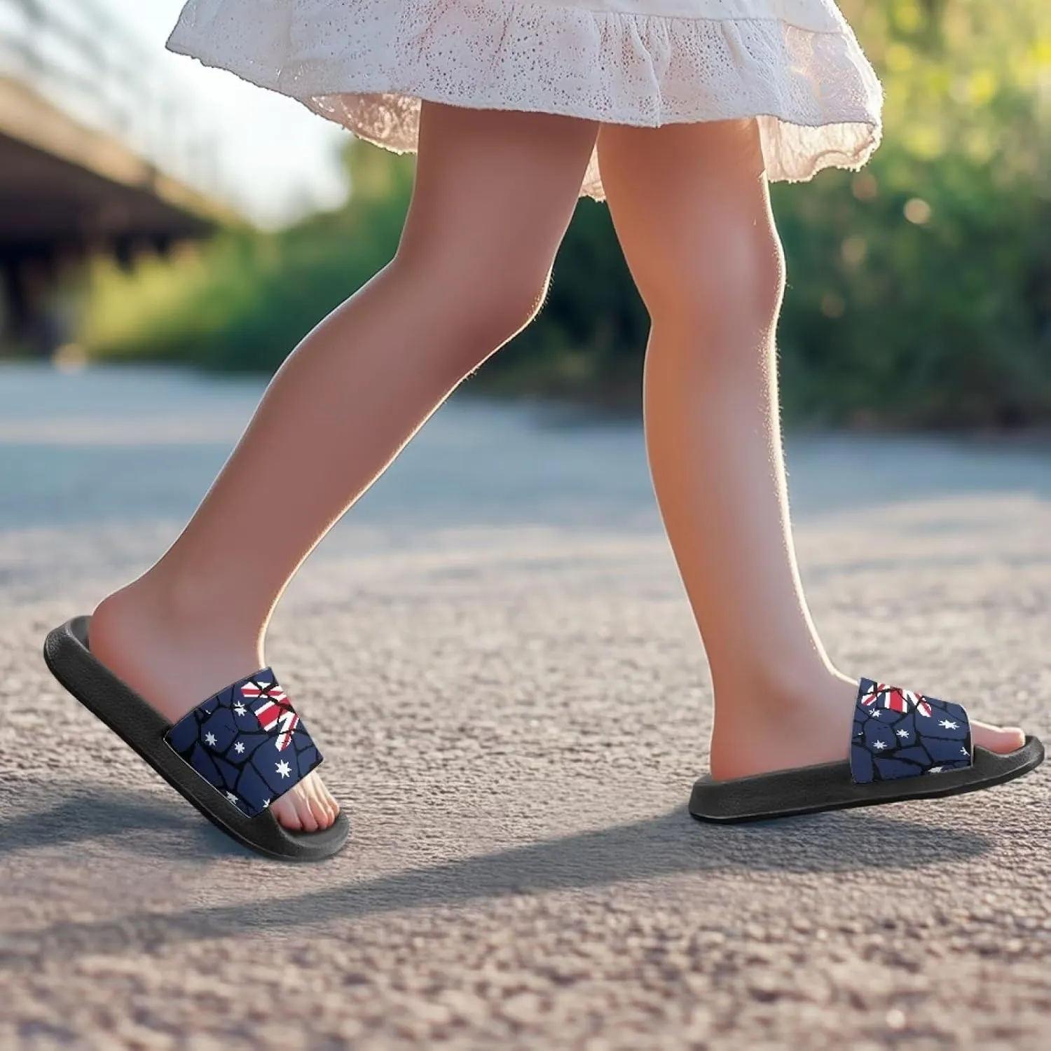 Boys Girls Slides Flag Themed Non-slip Kids Slide Sandals for Beach