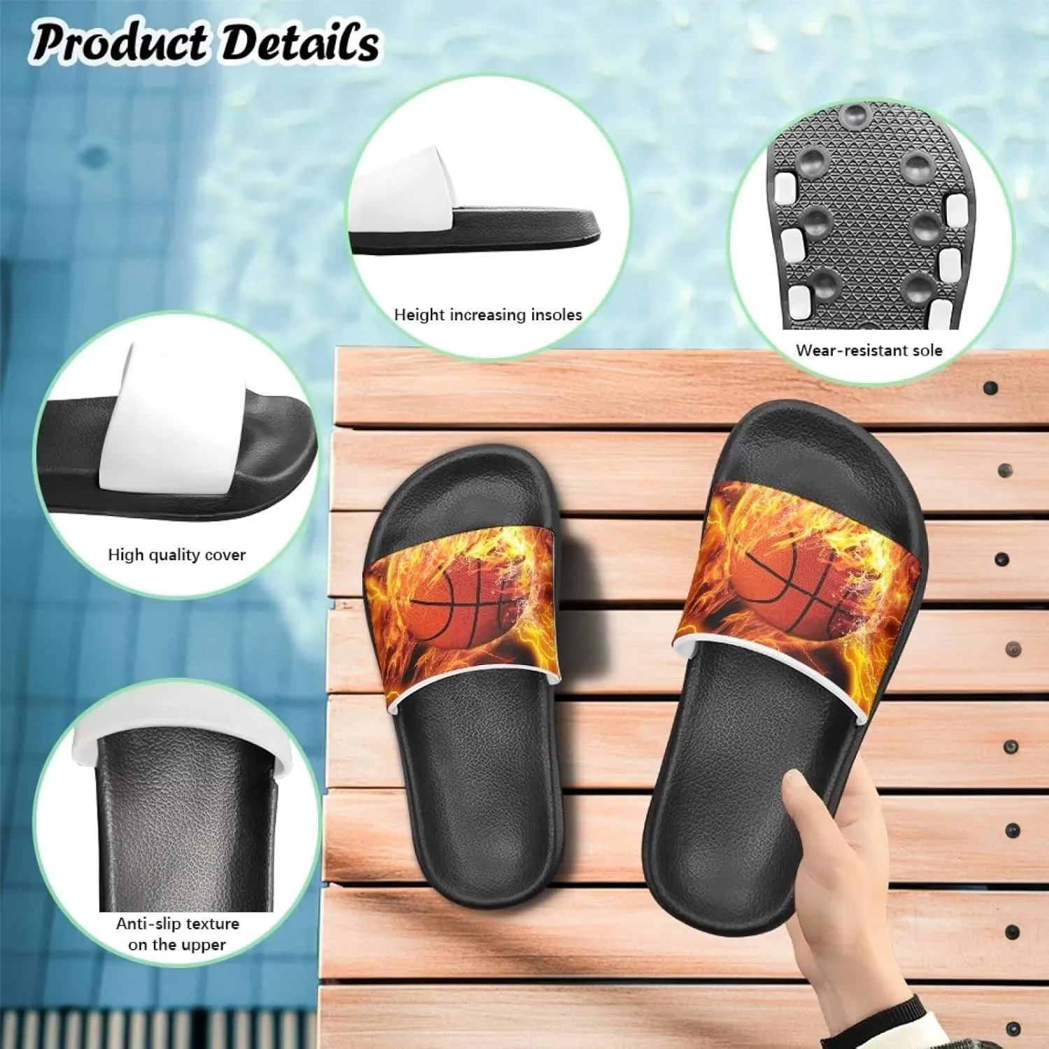 Boys Slide Sandals Summer Shoes for Kids Shower Slippers Non Slip Slippers